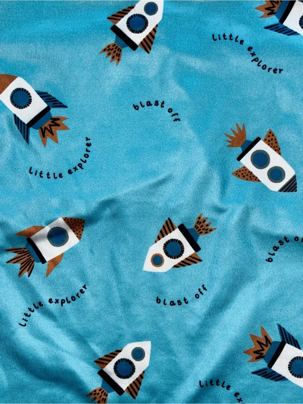 SHEIN Kids Space Rocket Pajama Tops - Blue, White, Gray
